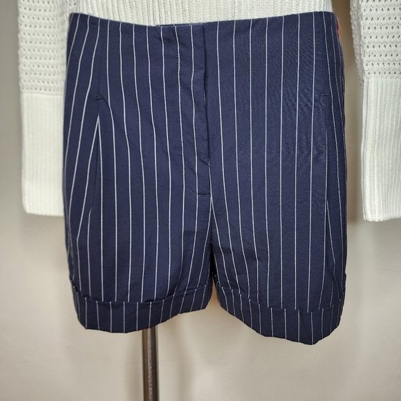 Rag & Bone Jess High Rise Loose Fit Navy Pinstripe Shorts Size 6 Runs Large - Picture 10 of 15